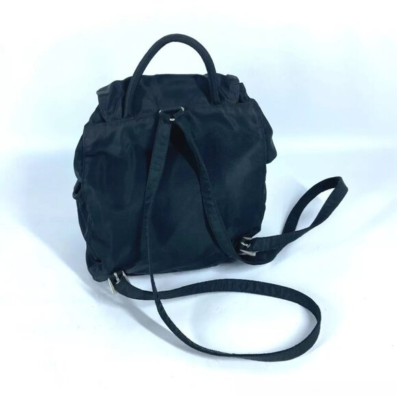 PRADA triangle logo triangle logo plate backpack bag Nylon Black main image 7